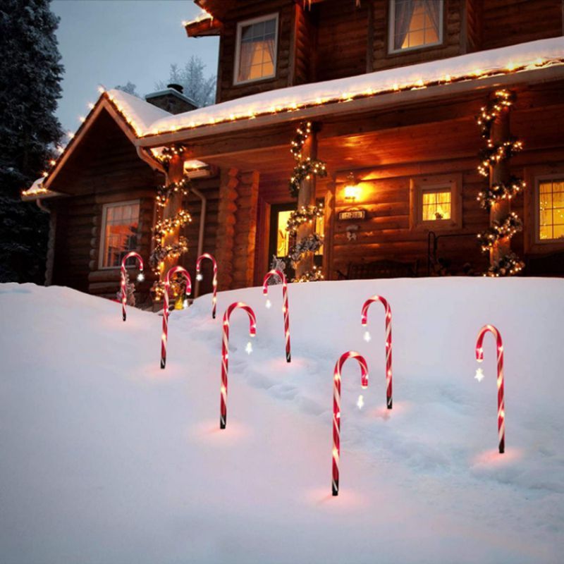 Christmas Clearance Gift Candy Cane Lights Multifunction Solar/Battery Powered Christmas Tree Indoor Outdoor Garden Stakes Decor