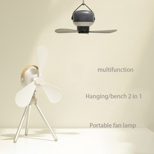 Mini USB Camping Fan Battery Operated Remote Control 4 Gears Portable LED Light Tent Hanging Ceiling Fan for Home Outdoor Bed