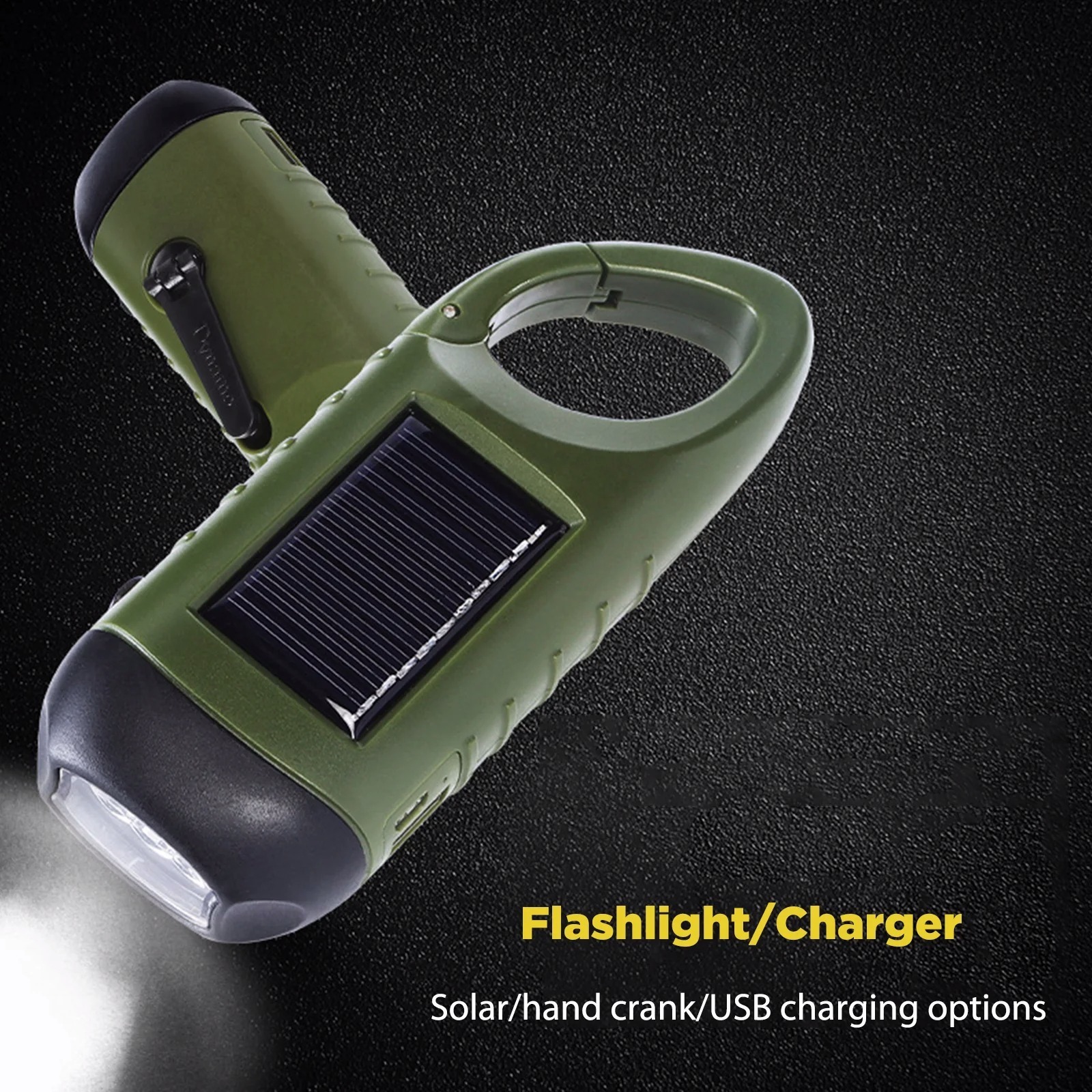 LED Solar Powered Flashlight USB Charging Hand Crank Dynamo Flashlight Survival Gear Torch Outdoor Camping Fishing Flashlight