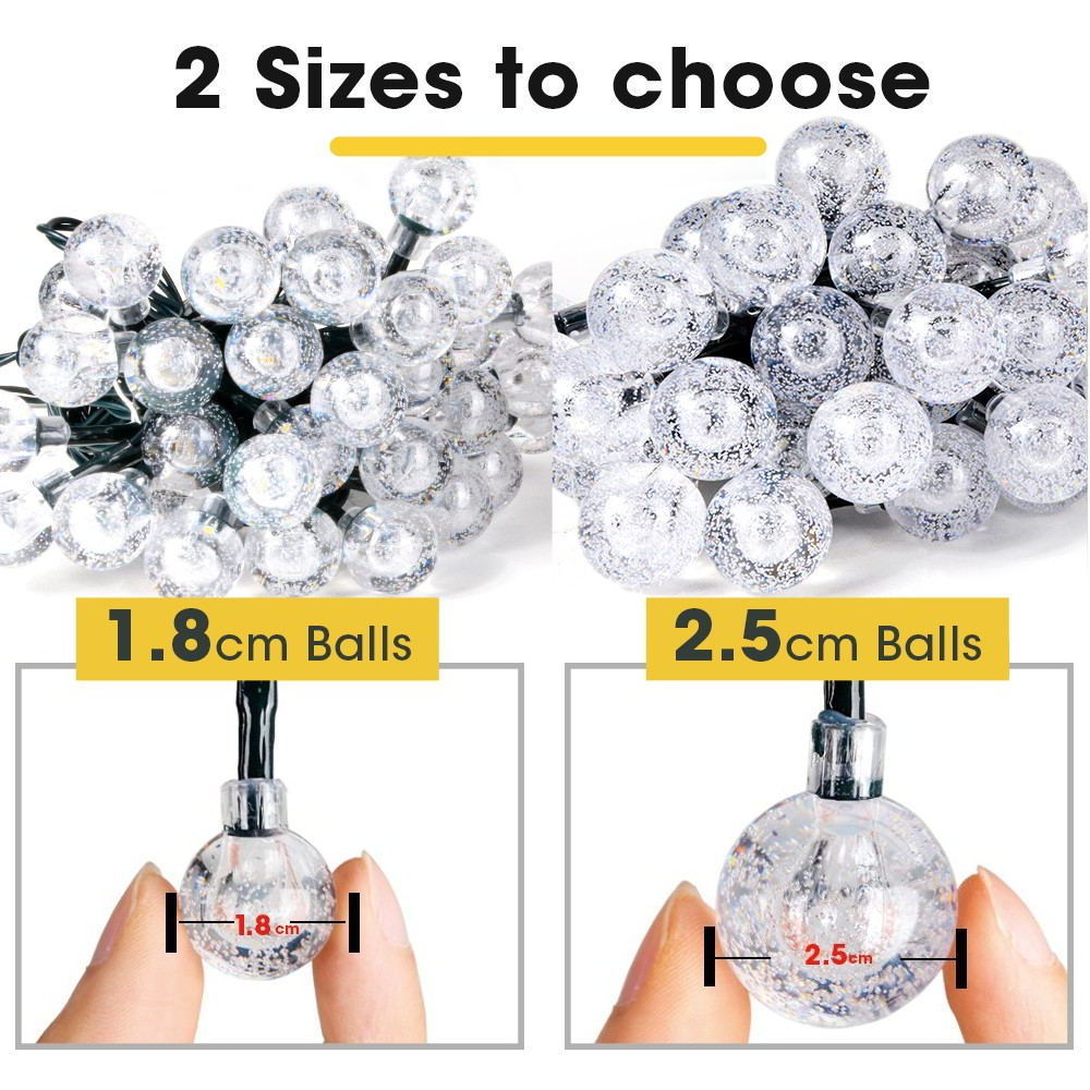 8 Modes Solar Light Crystal ball 5M/7M/9.5M/12M/ LED String Lights Fairy Lights Garlands For Christmas Party Outdoor Decoration