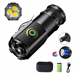 LED Mini Flashlight Powerful Type-C Rechargeable 18350 Battery Torch 2000LM Lamp with Tail Magnet Tactical Camping Lantern