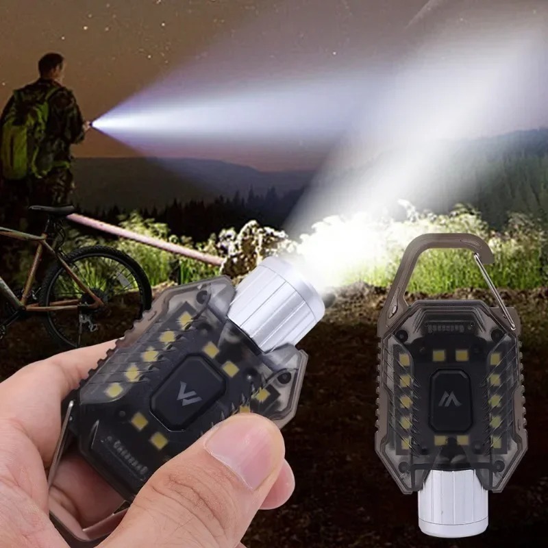 LED Flashlight Aluminium Alloy COB Work Lights USB Rechargeable 3 Modes Keychain Lamp Portable Torches for Outdoor Camping