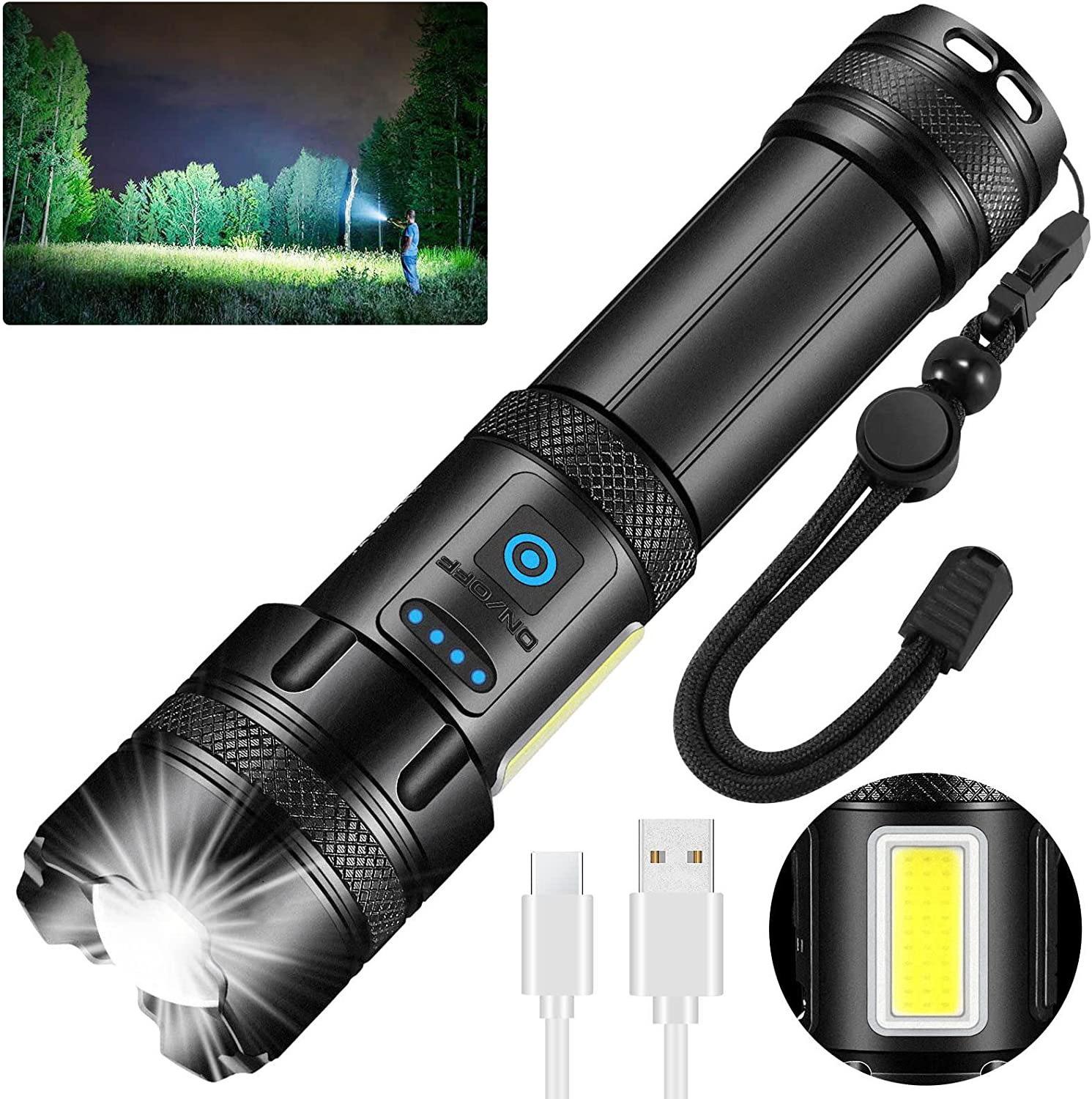 Super Bright Long Shot LED Flashlight Tactical Torch USB Rechargeable Lantern For Camping Fishing Lamp