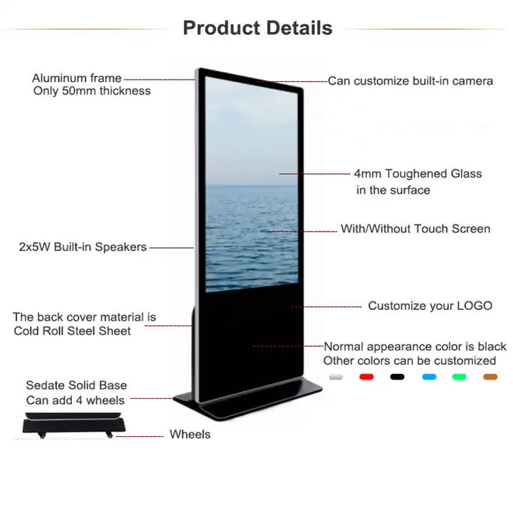 Self Service Smart Kiosk Vertical LCD Advertising Display Interactive Panel Digital Signage Totem Floor Standing Touch Screen