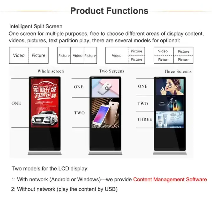 Self Service Smart Kiosk Vertical LCD Advertising Display Interactive Panel Digital Signage Totem Floor Standing Touch Screen