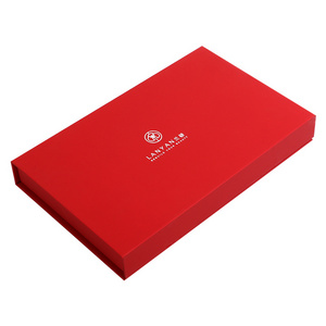 luxury custom made A4 size vial bottle packaging cardboard red paper gift box with EVA foam insert for perfume