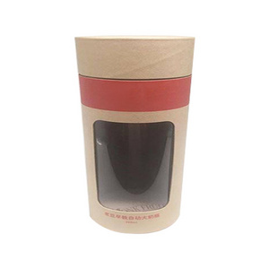 custom made 4" big eco-friendly cylinder kraft paper box round tube box with clear transparent pvc window on tube side