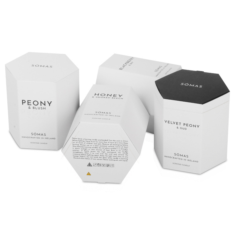 Wholesale Luxury Fashion White Color  Candle Hexagon Paper Box for Cosmetics