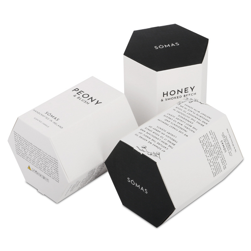 Wholesale Luxury Fashion White Color  Candle Hexagon Paper Box for Cosmetics