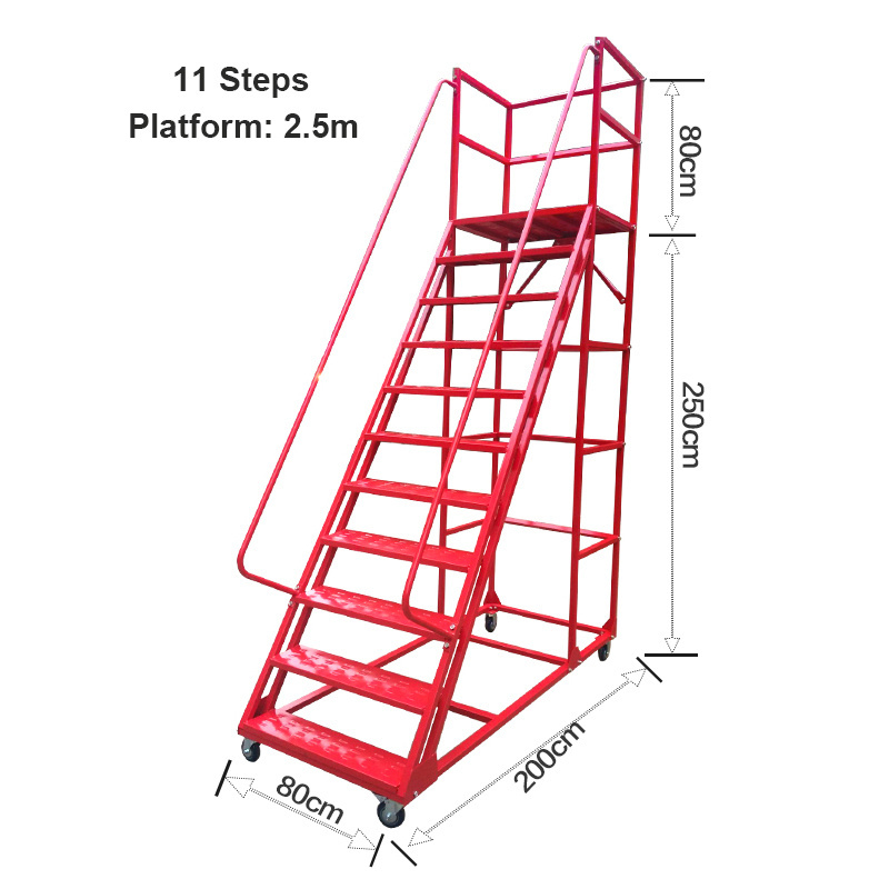 escalera de mano Tools Metal Multilayer 9 Steps 1.8m Mobile Platform Ladders Cart with Handrail