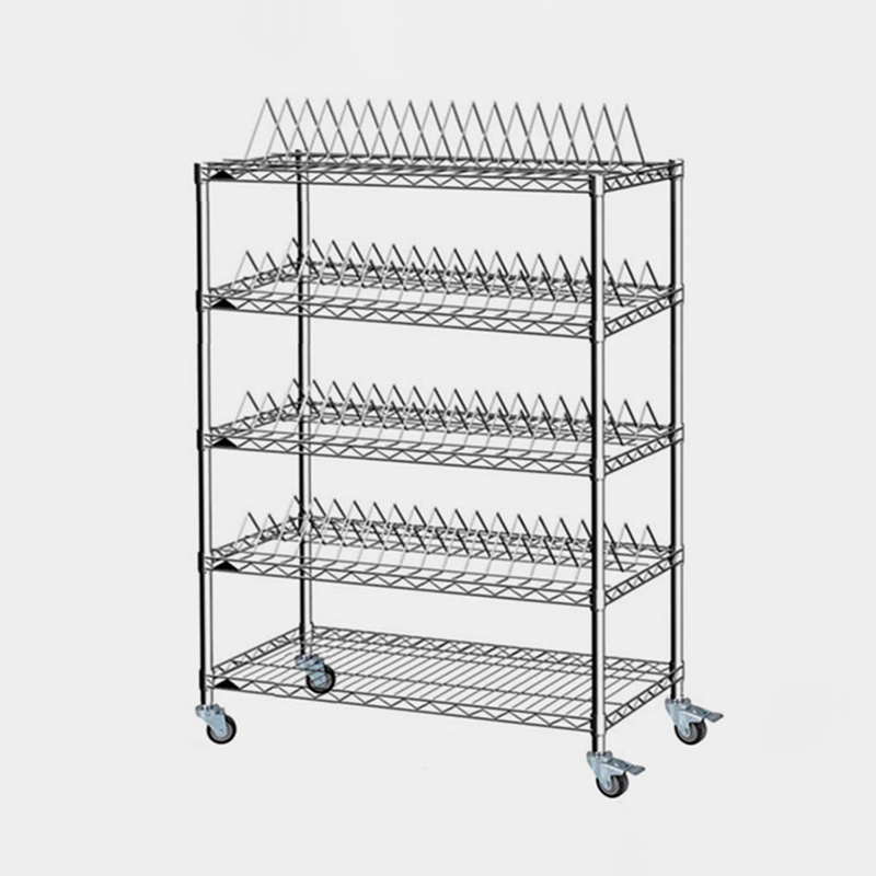 5 Tier Chrome Metal Carbon Steel Shelf Storage Shelves Wire Mesh Shelving Rack for Household Kitchen