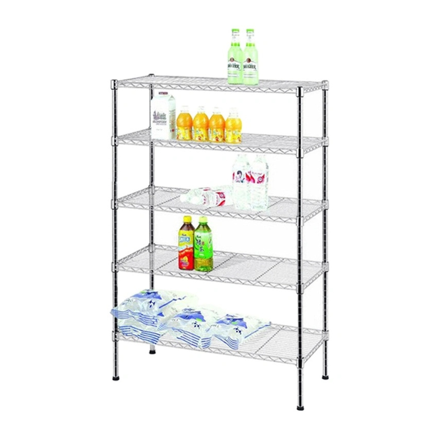 Kitchen Stackable Rack Shelves Steel Shelf with Wheels 3-shelf Heavy Duty Home Chrome Plated Wire Mesh Storage Holders & Racks