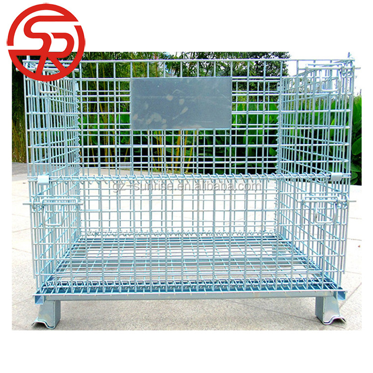 Wire Mesh Container Pallet Metal Logistic Box Steel Stackable Collapsible Galvanized Storage Cage