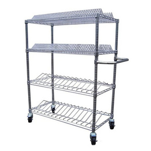 4 Wheels Steel Storage Shelf Mesh Wire Storage Shelves Lightweight Bathroom Kitchen Storage Rack