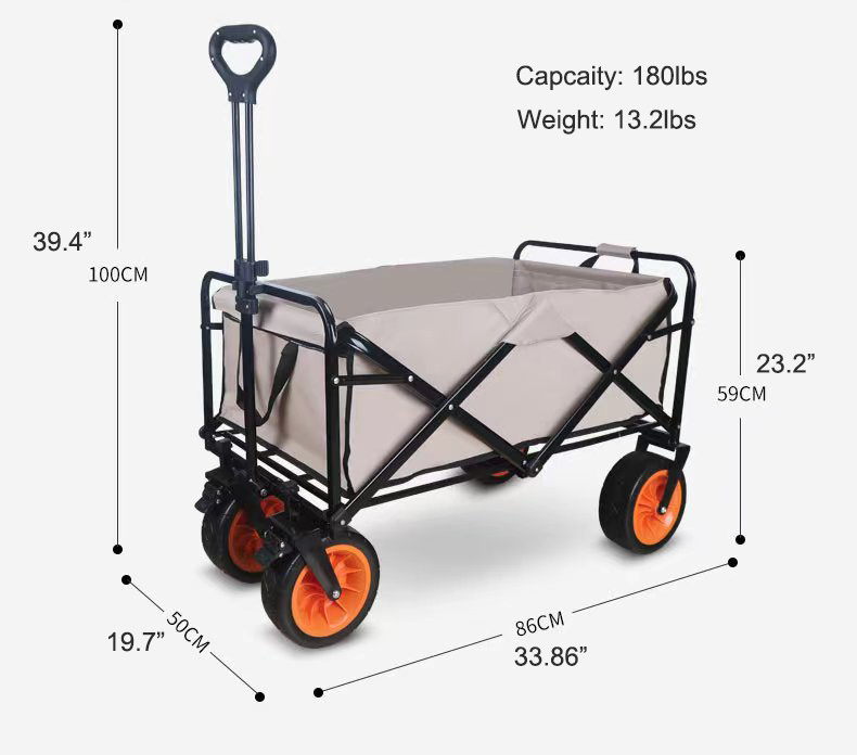 Outdoor Picnic Beach Camping Wagon Cart Trolley Garden Trail Foldable Collapsible Utility Cart Wagon