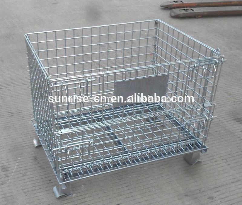 China Good Sale Large Stack Wire Basket Collapsible Steel Storage Crate Warehouse Metal Cages