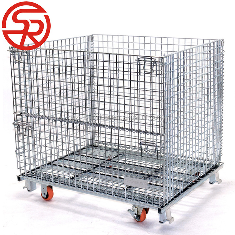 Wire Mesh Container Pallet Metal Logistic Box Steel Stackable Collapsible Galvanized Storage Cage