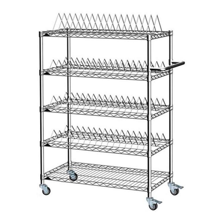 Laundry Bathroom Mesh Shelving 3 Layer Metal Storage Rack Adjustable Wire Shelves with Optional Tire