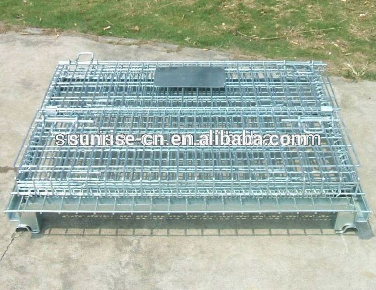 China Good Sale Large Stack Wire Basket Collapsible Steel Storage Crate Warehouse Metal Cages