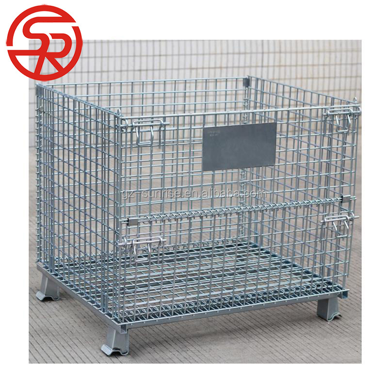 Wire Mesh Container Pallet Metal Logistic Box Steel Stackable Collapsible Galvanized Storage Cage