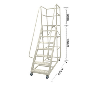 escalera de mano Tools Metal Multilayer 9 Steps 1.8m Mobile Platform Ladders Cart with Handrail