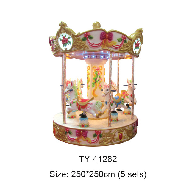 Custom Children's Indoor/Outdoor Horse Carousel Merry Go round Amusement Park Rides Equipment Made of Durable Fiberglass Metal