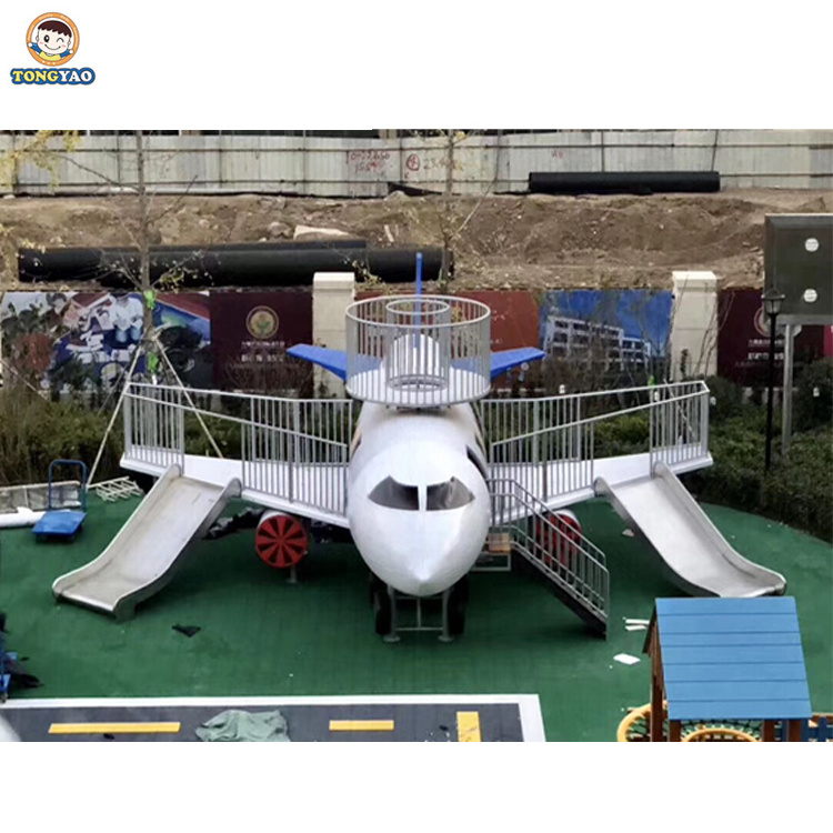 Guangzhou supplier High quality PE Board Airplane slide outdoor kids playground