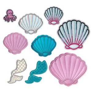 sea world shell  mermaid tail octopus patches