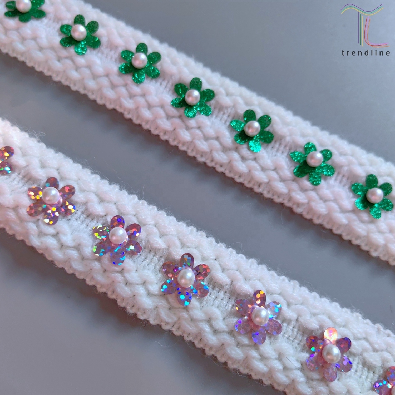 flower sequined pearl beaded braided woven tape