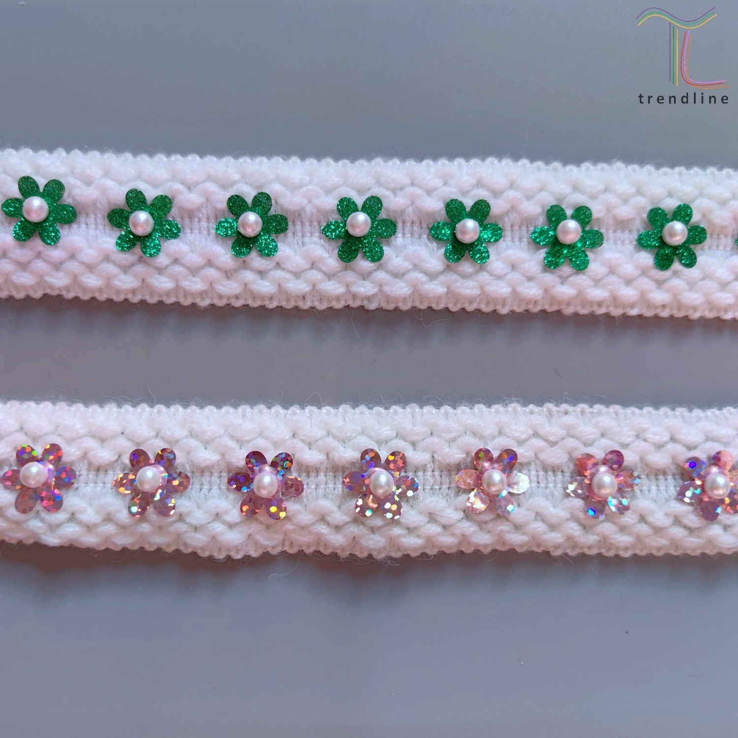 flower sequined pearl beaded braided woven tape