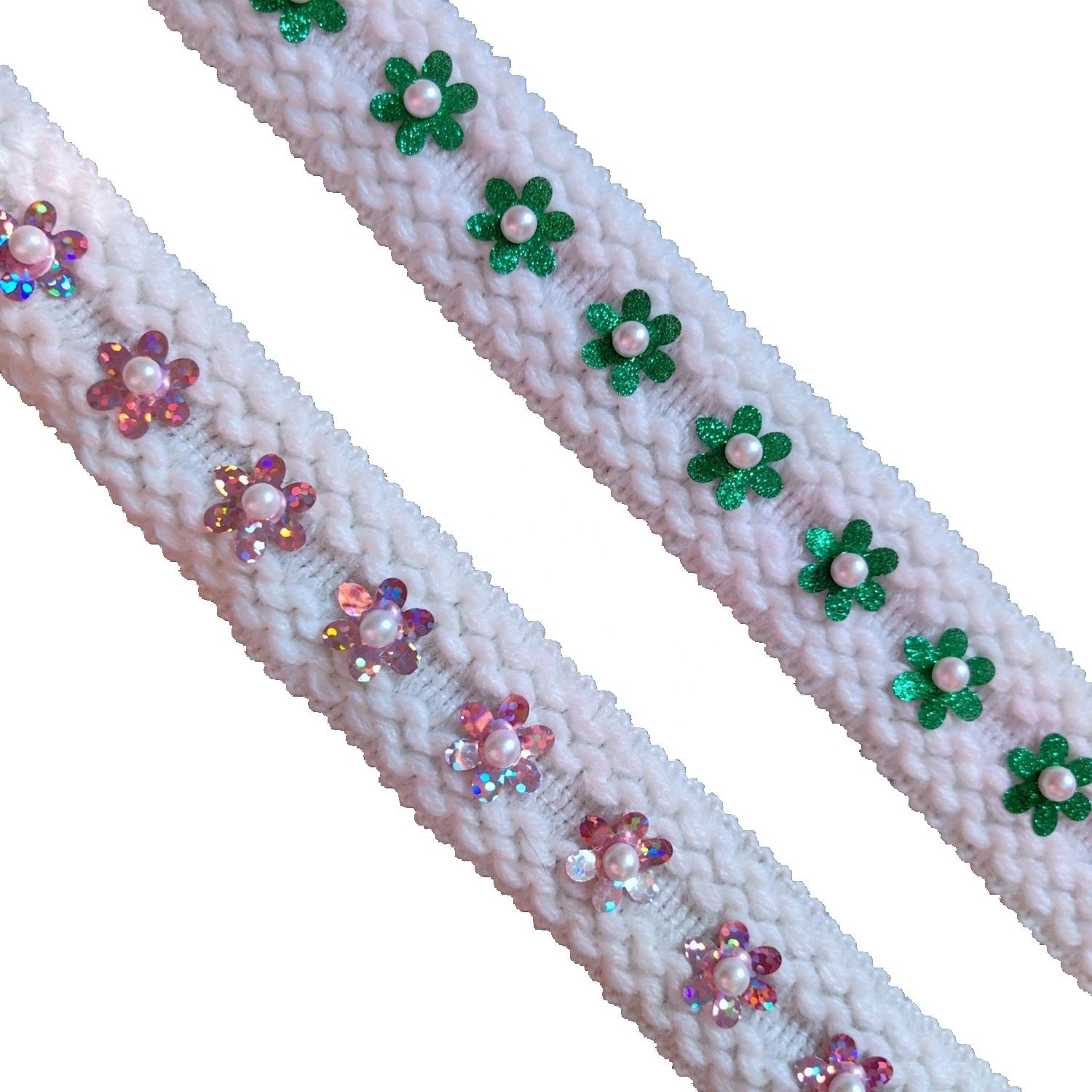 flower sequined pearl beaded braided woven tape