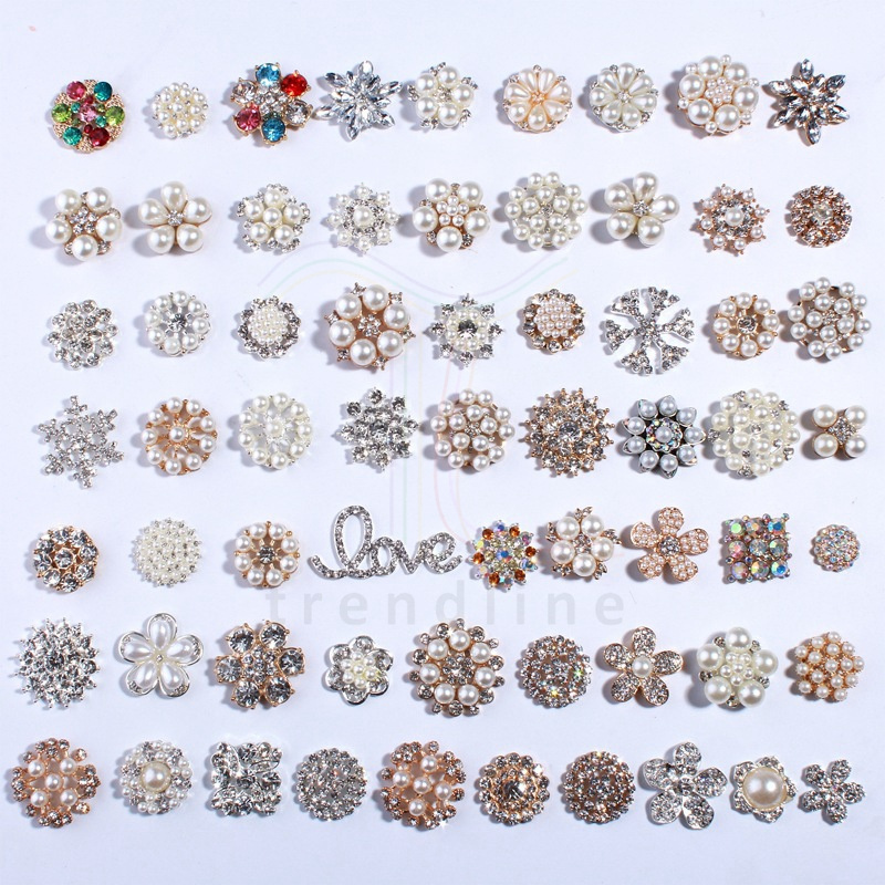 Stock or custom shiny sparkling rhinestone shank buttons