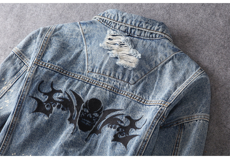 Wholesale Selvedge Jeans Ripped Custom Embroidery Denim Jacket In Bulk