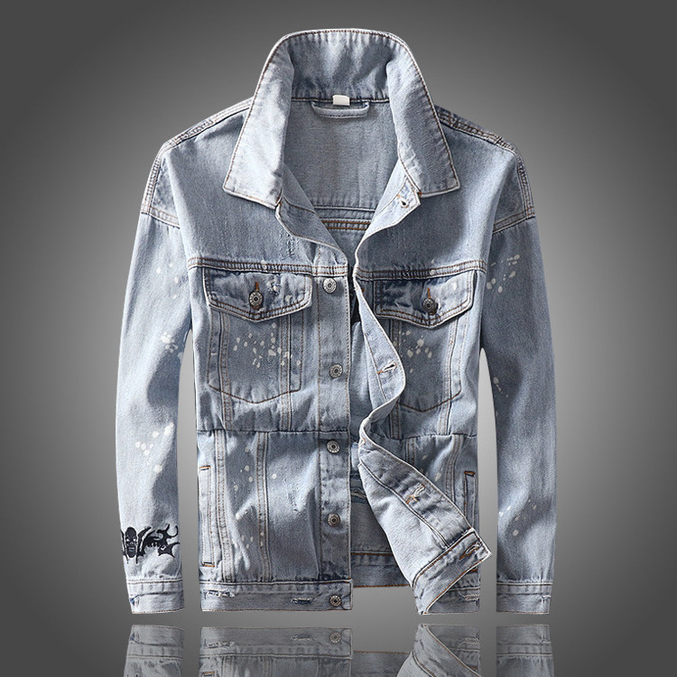 Wholesale Selvedge Jeans Ripped Custom Embroidery Denim Jacket In Bulk