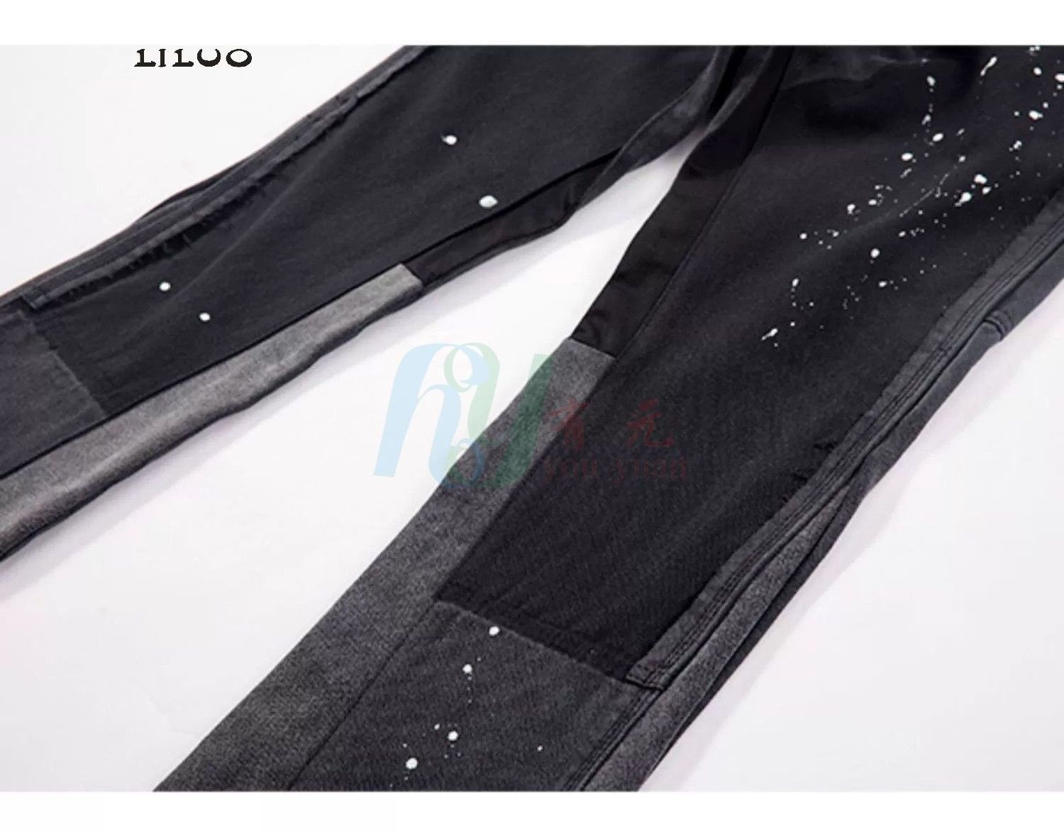 Fashion High Waist Loose Jeans Men's Digital Print High Quality Denim Denim Flared Pants stacked Graffiti patchwork jeans