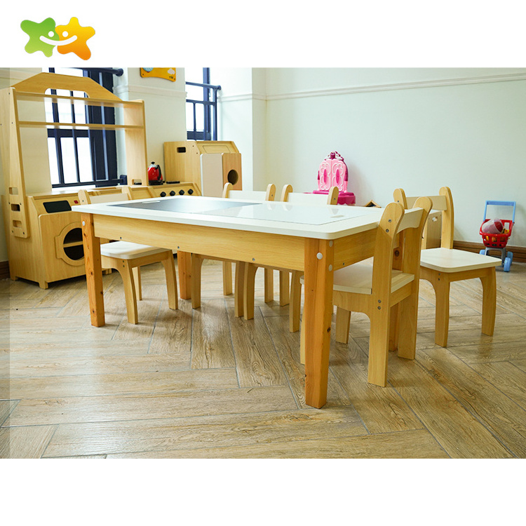 Attractive Kindergarten Wood Children Furniture Daycare Center Table And Chairs For School Daycare