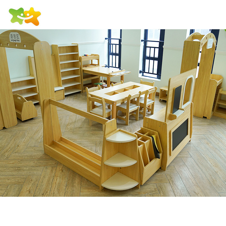 Attractive Kindergarten Wood Children Furniture Daycare Center Table And Chairs For School Daycare