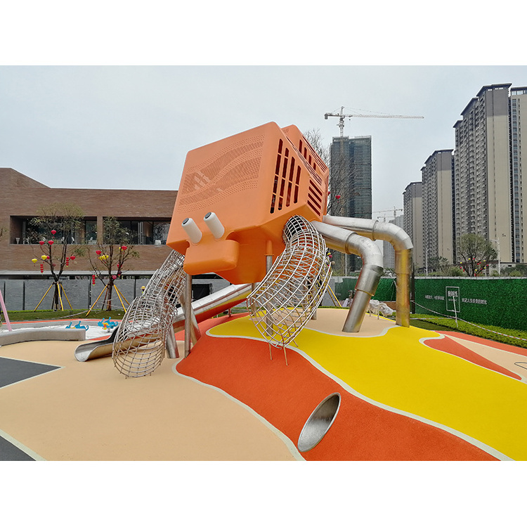 Crab shape Hotel community view outdoor playground theme park children adult fiberglass slide for sale