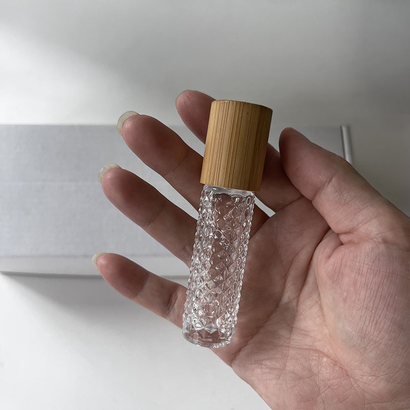 Wholesale 10ml pineapple shape clear roll on essential oil glass bottle with wood bamboo lid