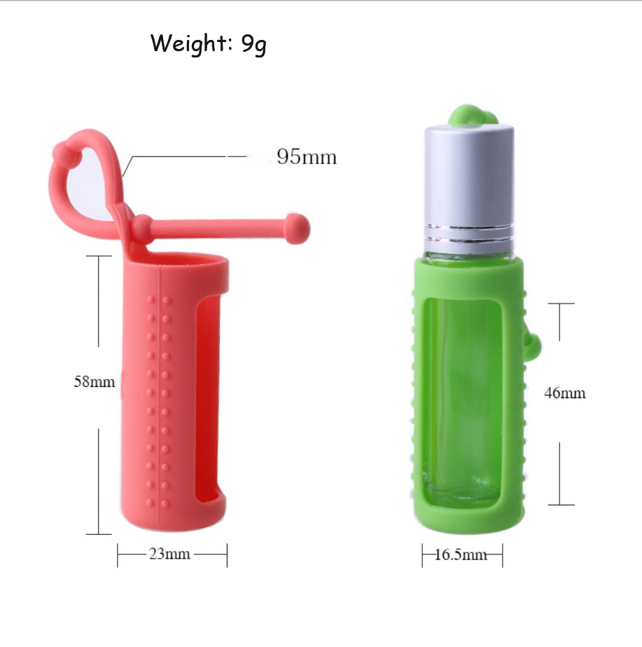 Anti-skid silicone sleeve holder for 10 ml glass roller bottle protective sleeve