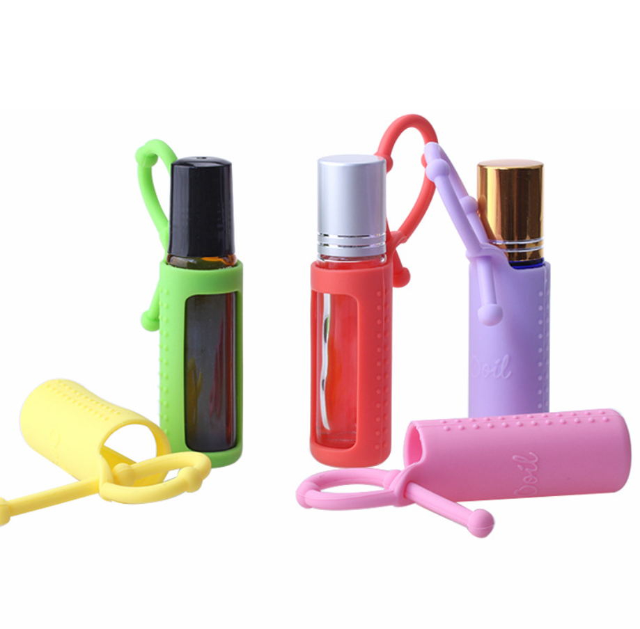 Anti-skid silicone sleeve holder for 10 ml glass roller bottle protective sleeve