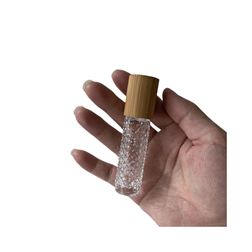 Wholesale 10ml pineapple shape clear roll on essential oil glass bottle with wood bamboo lid