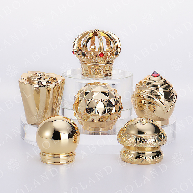 Custom Perfume Cap Flower Shaped Luxury Perfume Pump Sprayer Zamac Perfume Bottle Caps