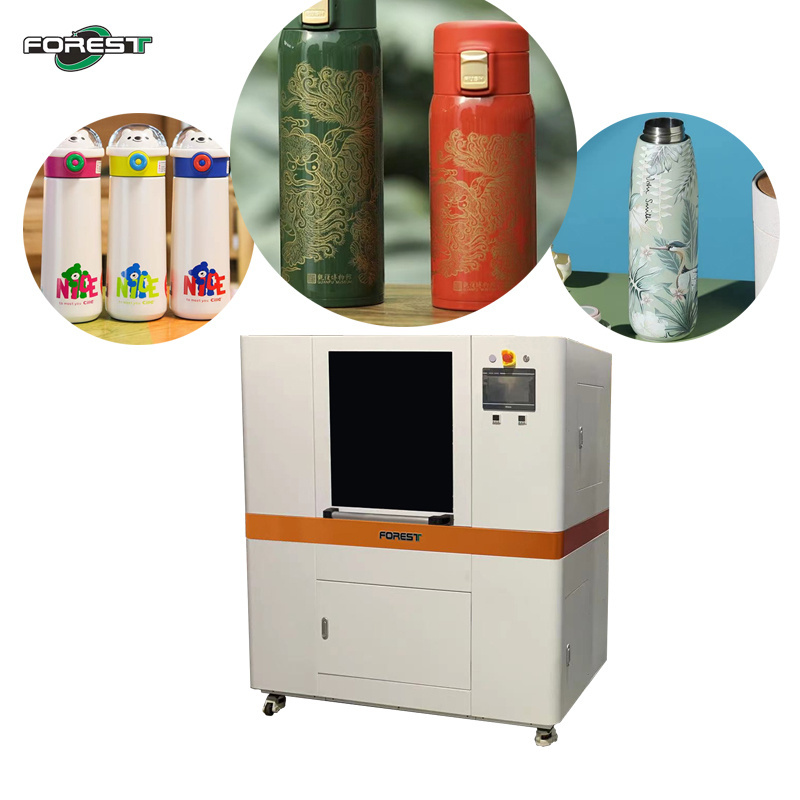 360 Round UV Portable Sports Water Cup Printing Machine With Ricoh Head Varnish Plastic Bottle Printer