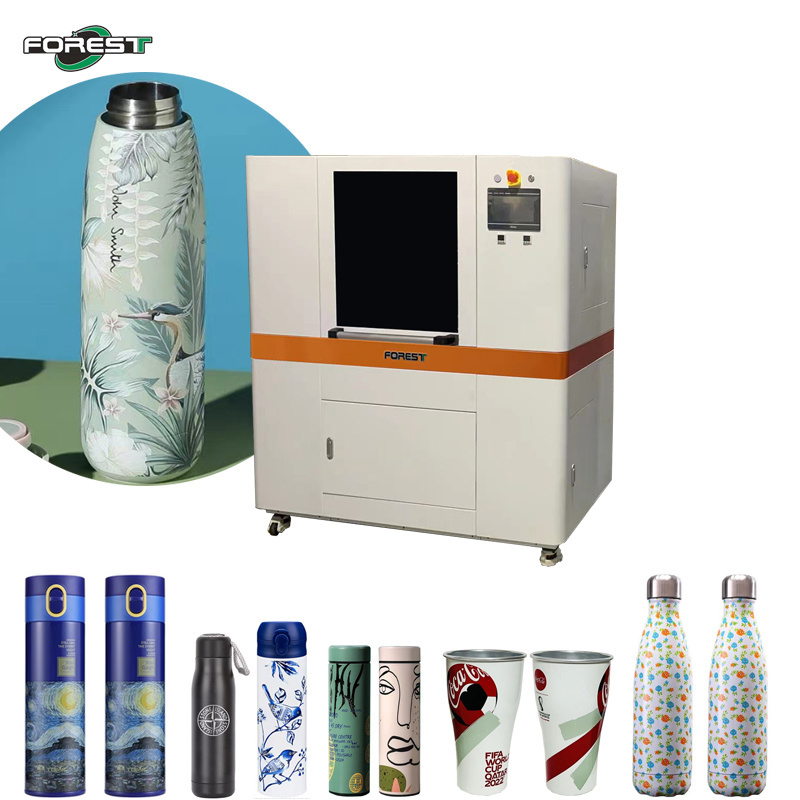 Ink Printer Cylindrical UV Printer Plastic Glass Bottle Cosmetics Bottle  Aluminium Can UV Tumbler Printer