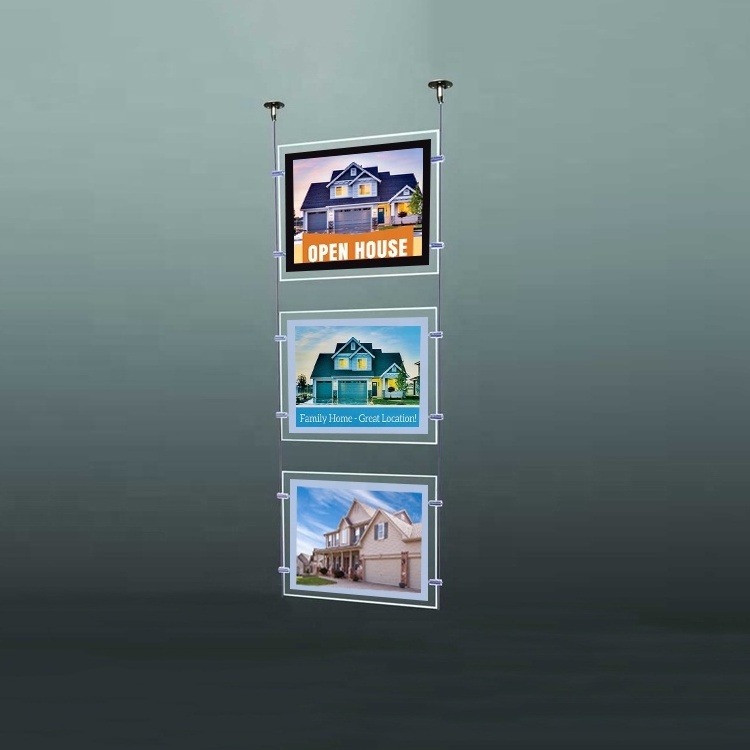 Double single sided real estate agent LED light box window frame sign board display