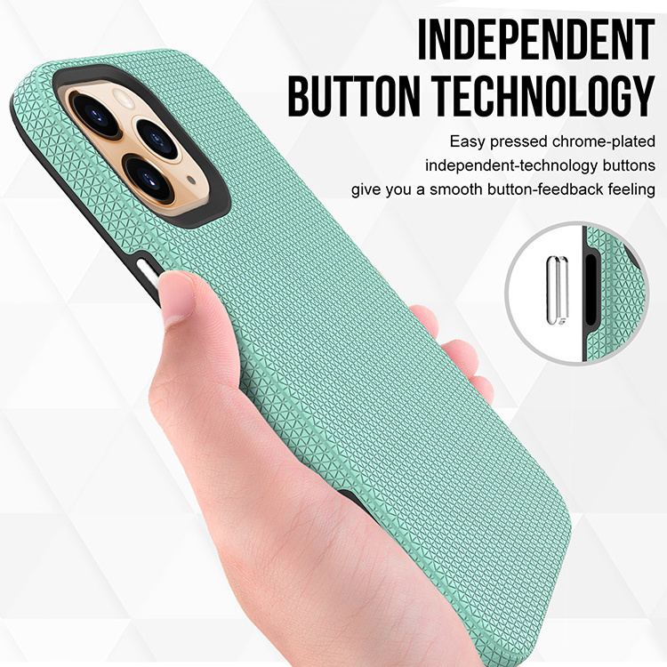 Newest Rigid Triangle Texture PC TPU Metal Buttons Hybrid Rugged Shockproof Smart Phone Case For iPhone 14 14 Pro Rugged Case