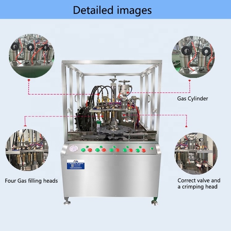 Manufacturer Automatic 4 heads Butane Gas Cartridge Refill Can Filling Machine Ethylene propane Aerosol Gas Filling Machine