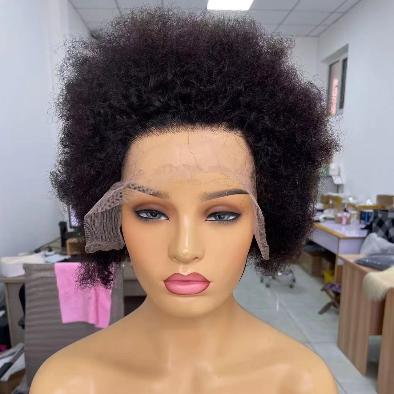 Alia fast shipping cheap afro kinky curly short bob wig human afro kinky curly human hair wigs raw hair mongolian afro kinky