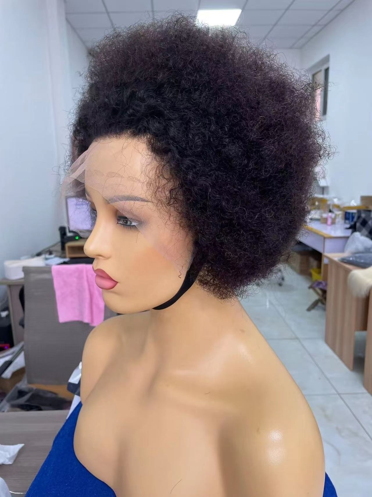 Alia fast shipping cheap afro kinky curly short bob wig human afro kinky curly human hair wigs raw hair mongolian afro kinky